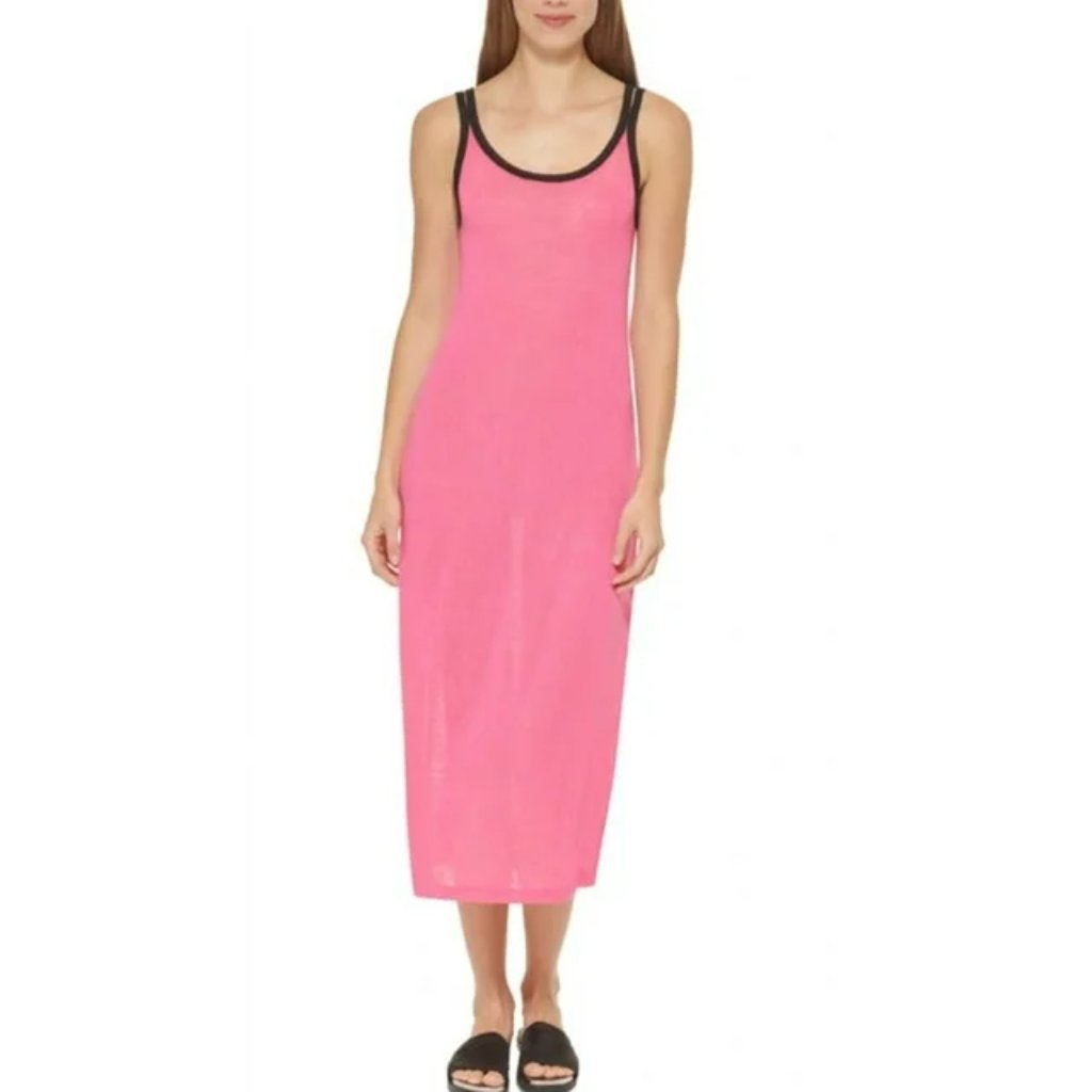 Dkny Double-Strap Swim Cover-Up Dress Neon Pink